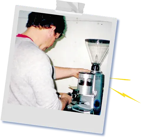 Dane at coffee grinder